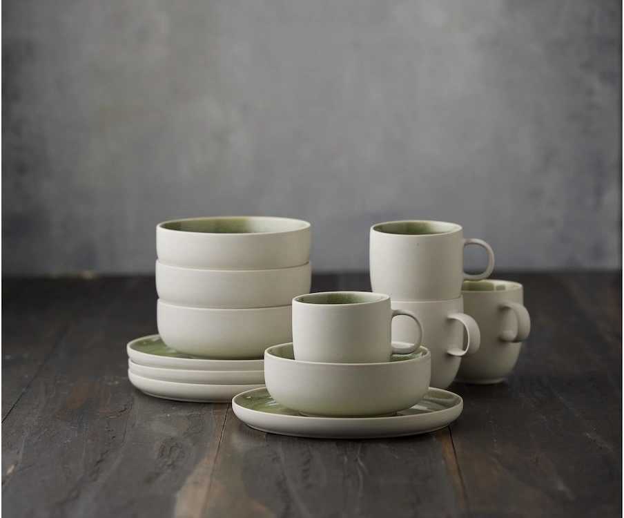 Studio Round Snídaňová sada nádobí North White/Shiny Moss