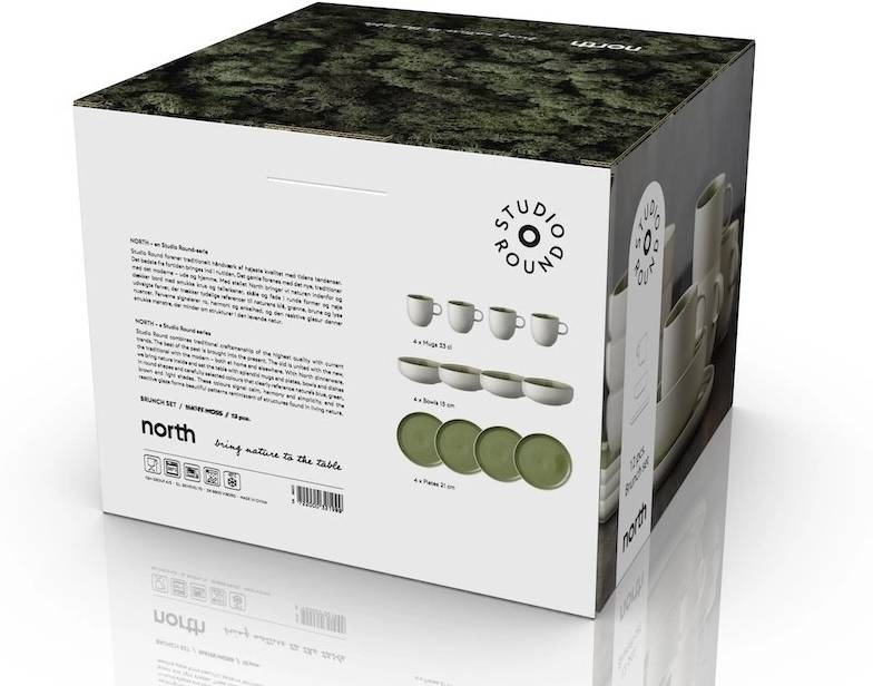 Studio Round Snídaňová sada nádobí North White/Shiny Moss