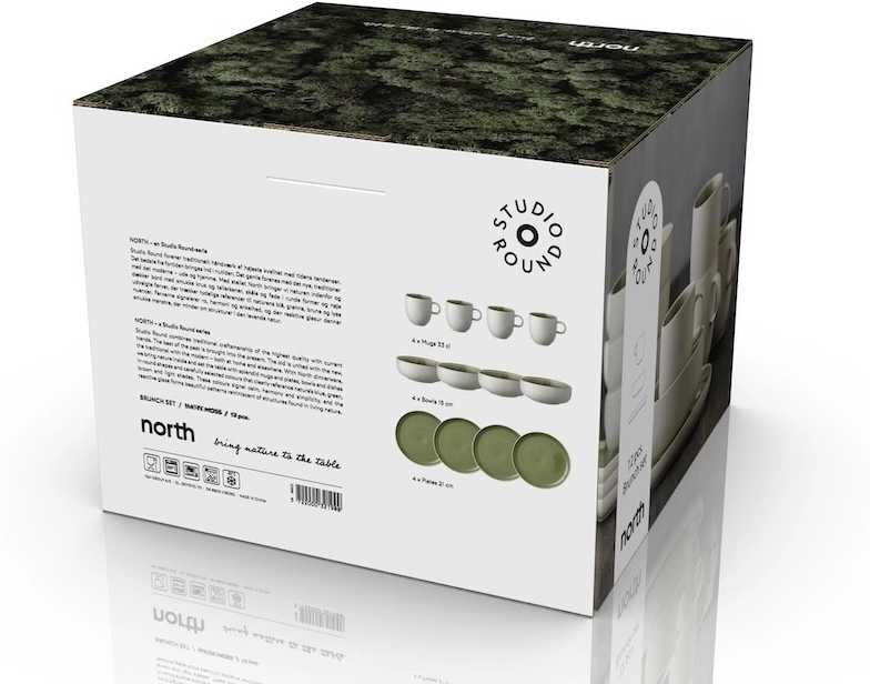 Studio Round Snídaňová sada nádobí North White/Shiny Moss