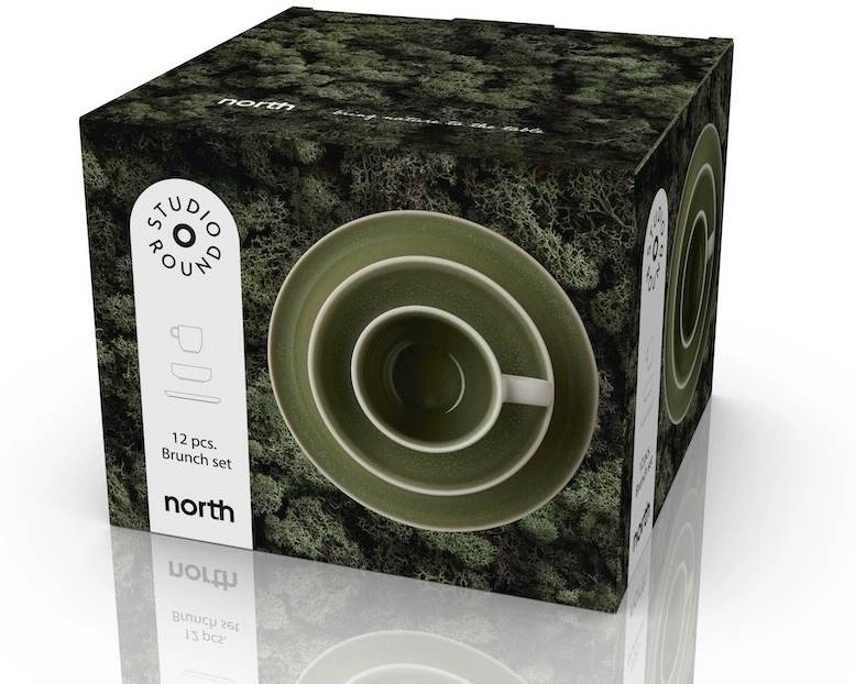 Studio Round Snídaňová sada nádobí North White/Shiny Moss