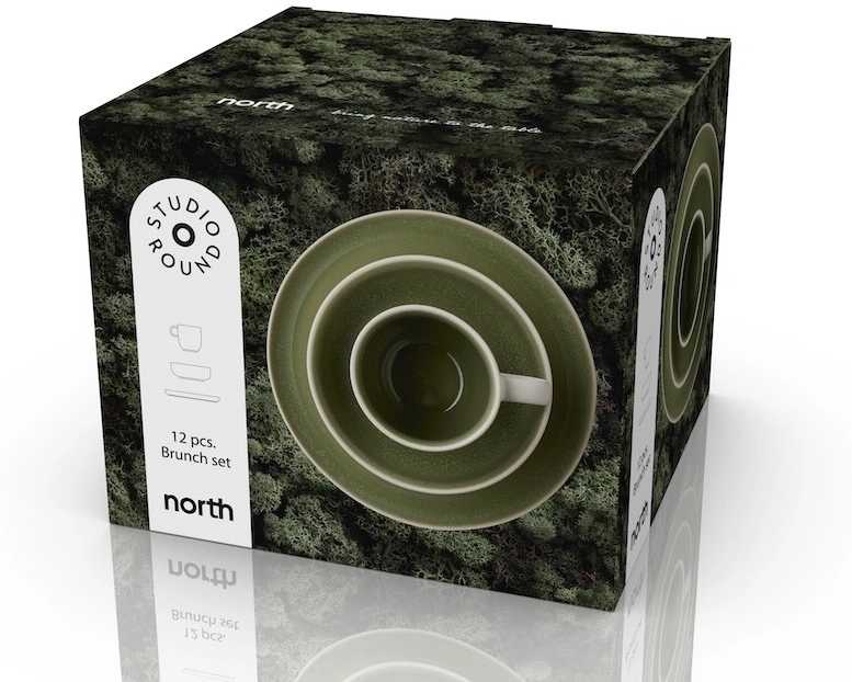 Studio Round Snídaňová sada nádobí North White/Shiny Moss
