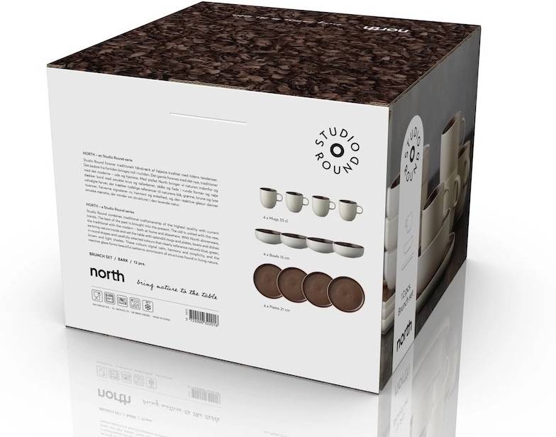 Studio Round Snídaňová sada nádobí North White/Matte Bark