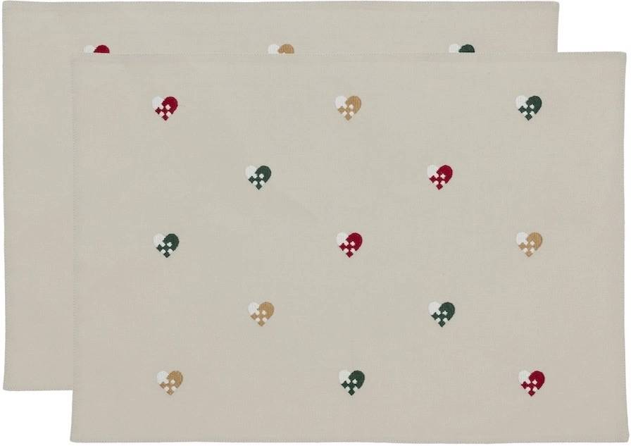 Södahl Prostírání 33x48 2ks Christmas Hearts Embroidery Red