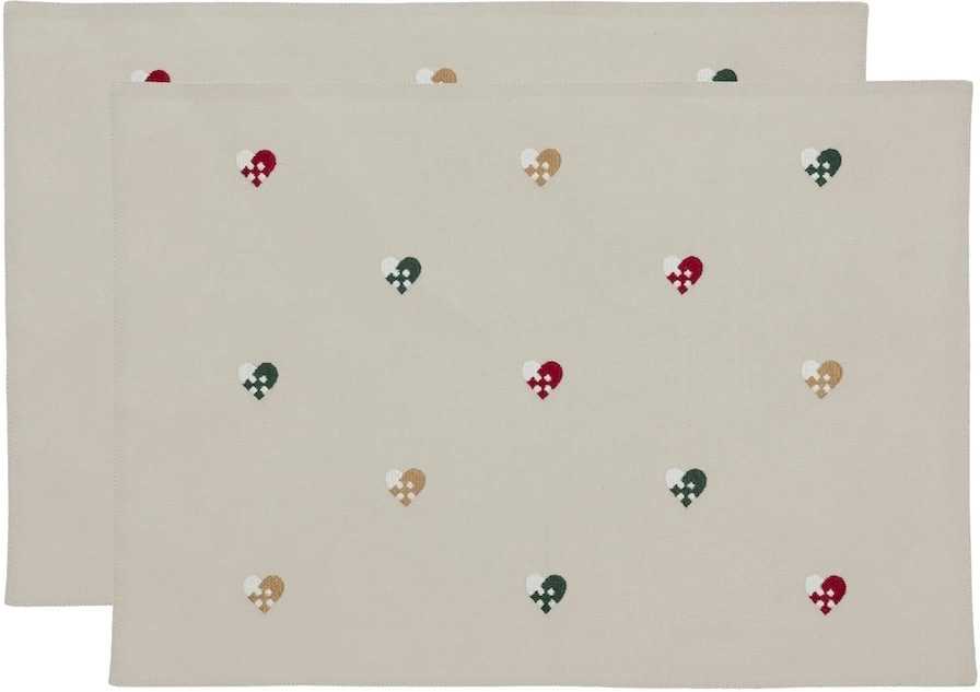 Södahl Prostírání 33x48 2ks Christmas Hearts Embroidery Red
