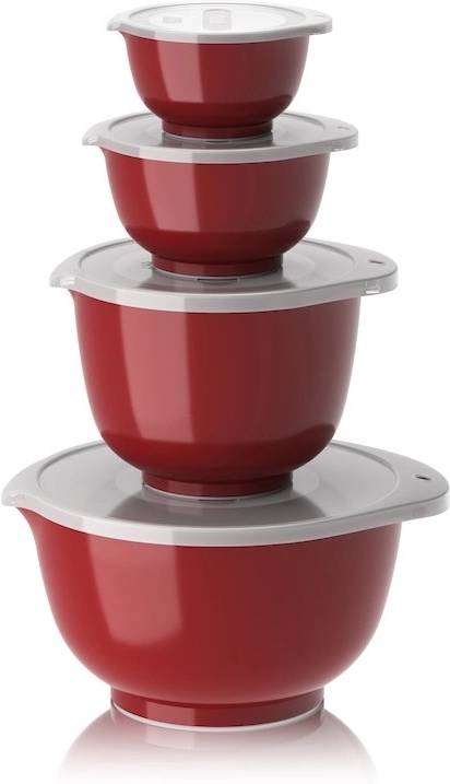 Rosti Sada kuchyňských mís Margrethe s víčky 0,25+0,5+1,5+3L Red