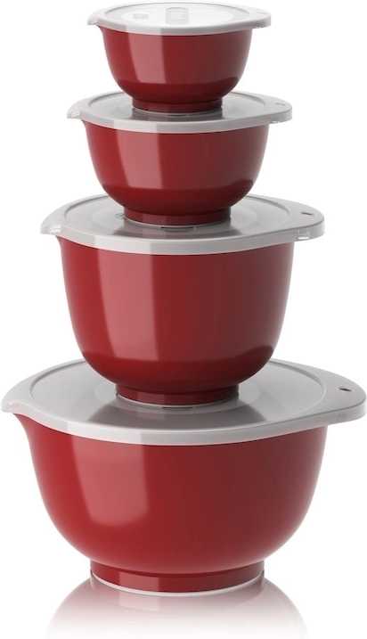 Rosti Sada kuchyňských mís Margrethe s víčky 0,25+0,5+1,5+3L Red