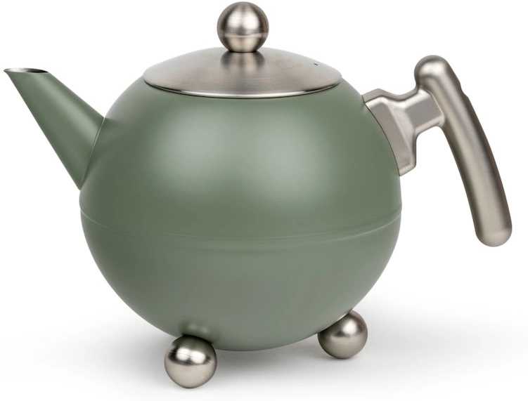 Bredemeijer Dvoustěnná konvička na čaj Duet Bella Ronde 1,2L Army Green