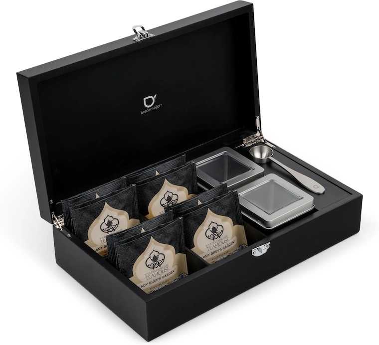 Bredemeijer Krabička na čaj Black (2 dózy na sypaný čaj + odměrka 4 sítka )