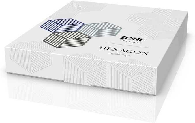 Zone Denmark Sada silikonových podložek pod horké Hexagon (3 ks) Indigo/Fog/Olive Taupe
