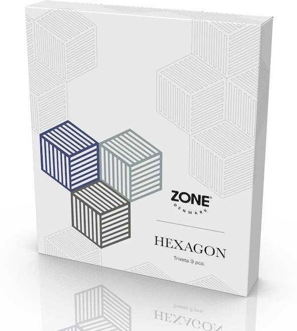 Zone Denmark Sada silikonových podložek pod horké Hexagon (3 ks) Indigo/Fog/Olive Taupe