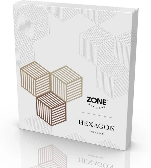 Zone Denmark Sada silikonových podložek pod horké Hexagon (3 ks) Khaki/Warm sand/Almond