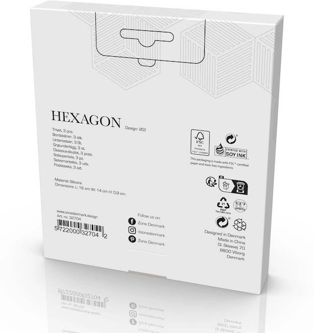 Zone Denmark Sada silikonových podložek pod horké Hexagon (3 ks) Khaki/Warm sand/Almond