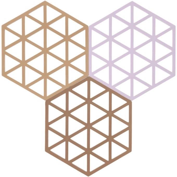 Zone Denmark Sada silikonových podložek pod horké Triangles (3 ks) Light Terracotta/Lupine/Almond
