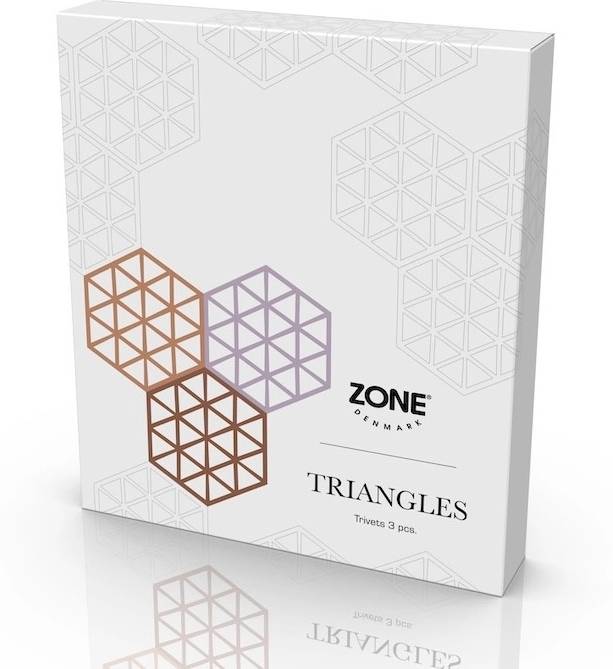 Zone Denmark Sada silikonových podložek pod horké Triangles (3 ks) Light Terracotta/Lupine/Almond