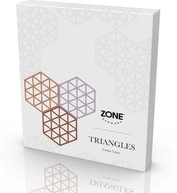 Zone Denmark Sada silikonových podložek pod horké Triangles (3 ks) Light Terracotta/Lupine/Almond