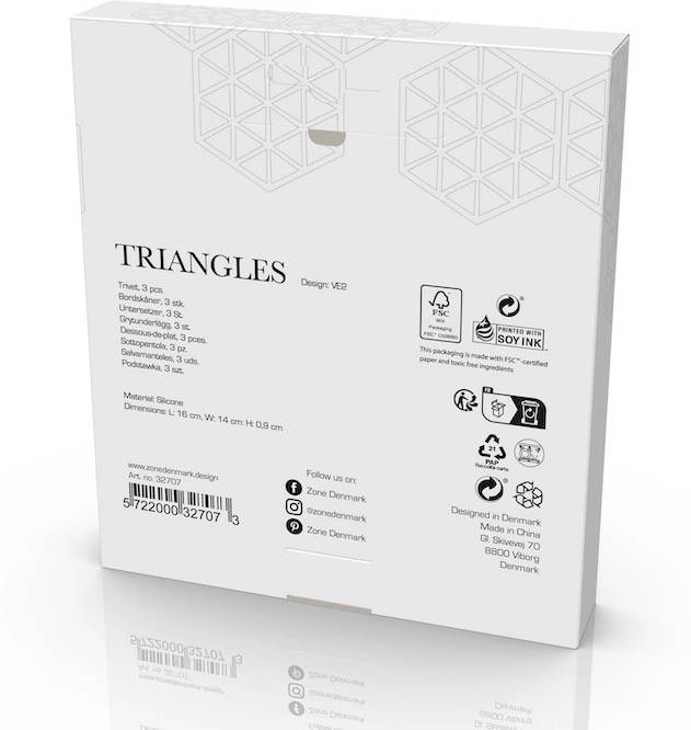 Zone Denmark Sada silikonových podložek pod horké Triangles (3 ks) Light Terracotta/Lupine/Almond