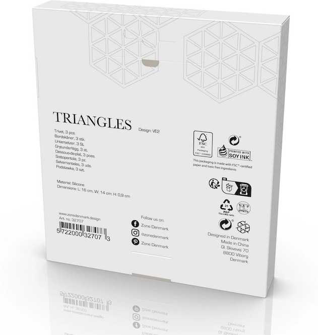 Zone Denmark Sada silikonových podložek pod horké Triangles (3 ks) Light Terracotta/Lupine/Almond