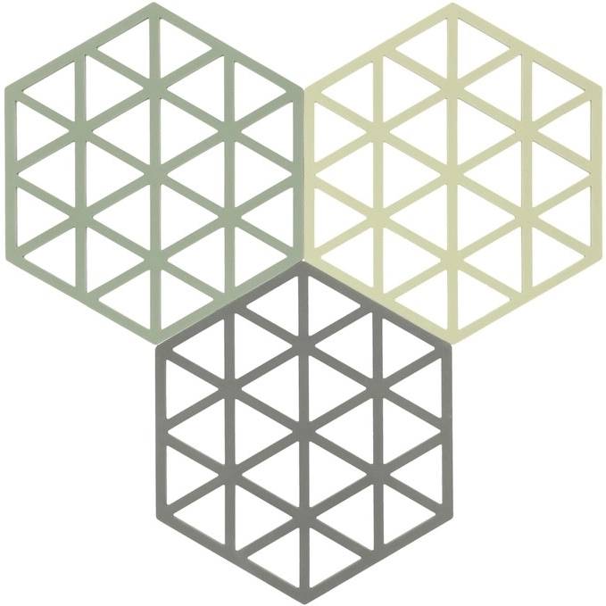 Zone Denmark Sada silikonových podložek pod horké Triangles (3 ks) Rosemary/Matcha/Olive Taupe