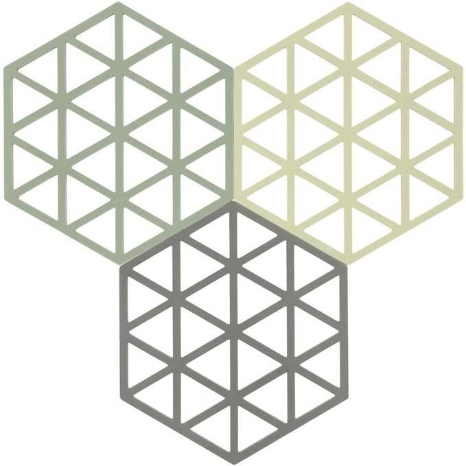 Zone Denmark Sada silikonových podložek pod horké Triangles (3 ks) Rosemary/Matcha/Olive Taupe