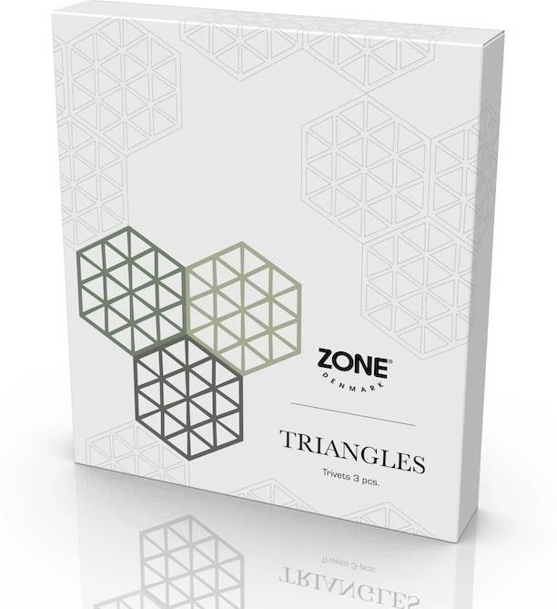 Zone Denmark Sada silikonových podložek pod horké Triangles (3 ks) Rosemary/Matcha/Olive Taupe