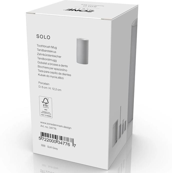 Zone Denmark Kelímek na zubní kartáček Solo Soft Grey