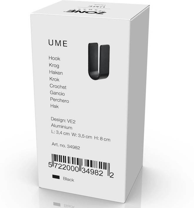 Zone Denmark Kovový háček na zeď Ume Black
