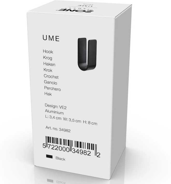 Zone Denmark Kovový háček na zeď Ume Black