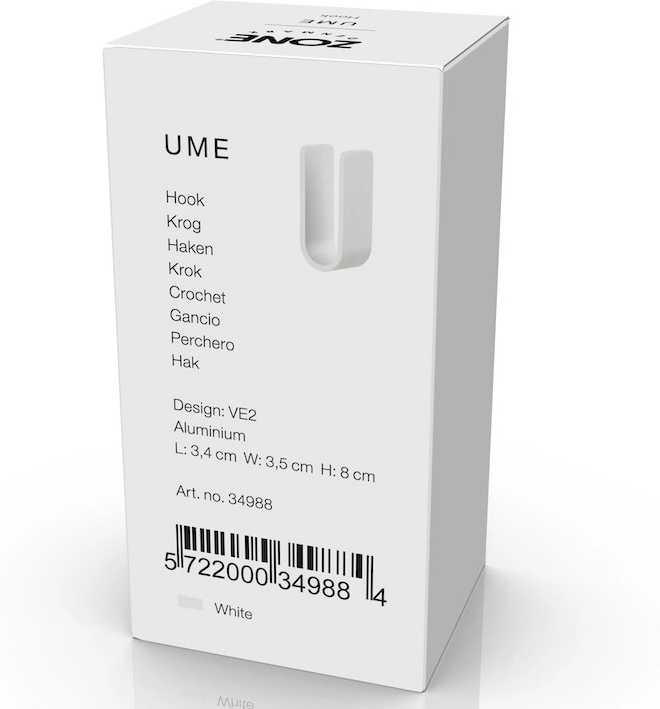 Zone Denmark Kovový háček na zeď Ume White