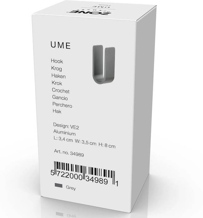 Zone Denmark Kovový háček na zeď Ume Grey