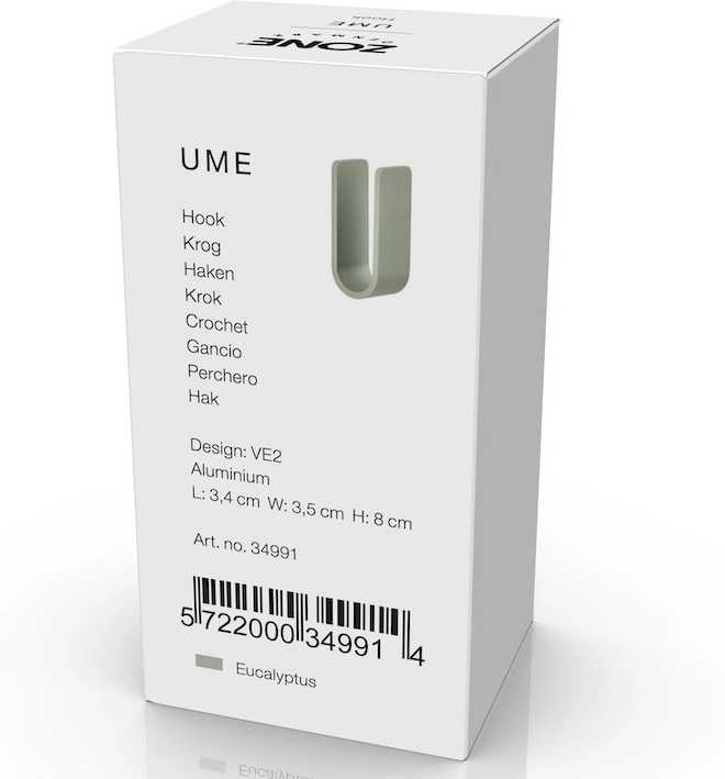 Zone Denmark Kovový háček na zeď Ume Eucalyptus