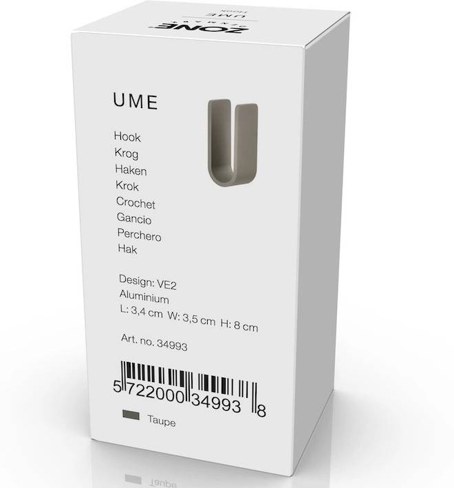 Zone Denmark Kovový háček na zeď Ume Taupe