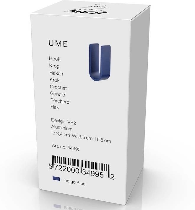 Zone Denmark Kovový háček na zeď Ume Indigo Blue