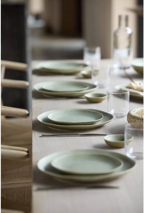 Villa Collection Kameninový mělký talíř Shoku Pure Green 27 cm