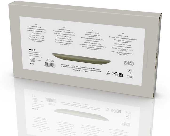 Villa Collection Kameninová servírovací tác Shoku Pure Green 34x18 cm