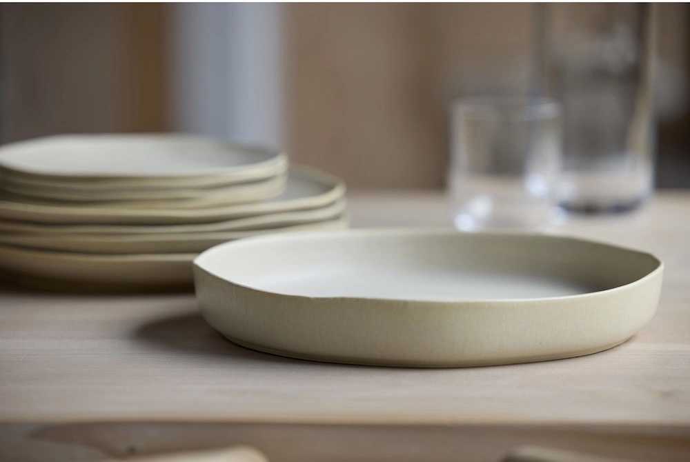 Villa Collection Kameninová servírovací mísa Shoku Soft Beige 28 cm