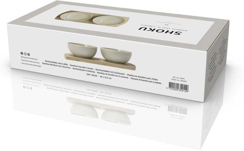 Villa Collection Kameninovo bambusová servírovací sada Shoku Soft Beige 28,5x13 cm