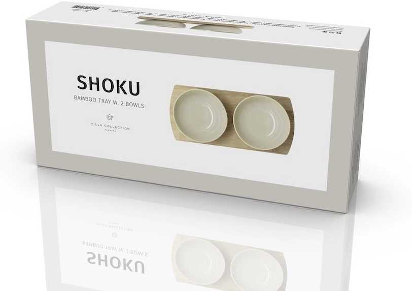 Villa Collection Kameninovo bambusová servírovací sada Shoku Soft Beige 28,5x13 cm