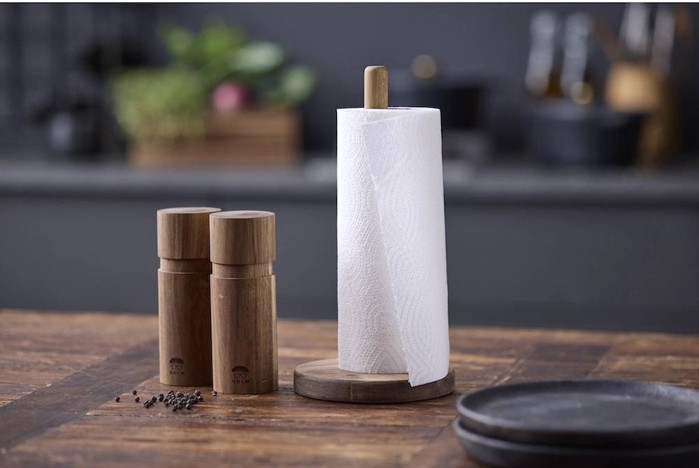 Holm Akáciový stojan na papírové utěrky 14x14x28 cm