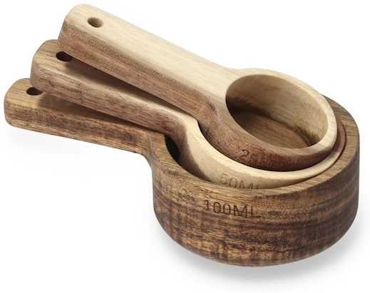 Holm Sada kuchyňských akáciových odměrek 3ks