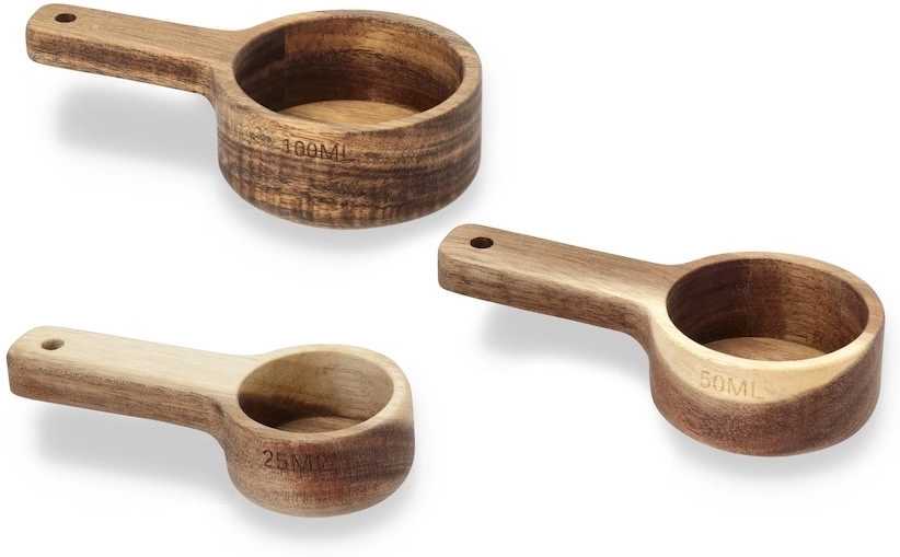 Holm Sada kuchyňských akáciových odměrek 3ks