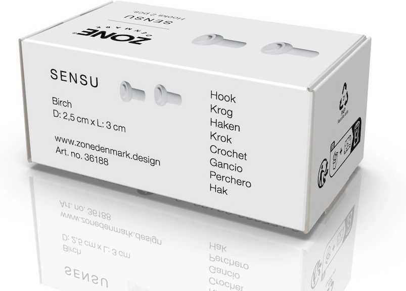Zone Denmark Háček na zeď 2ks Sensu White
