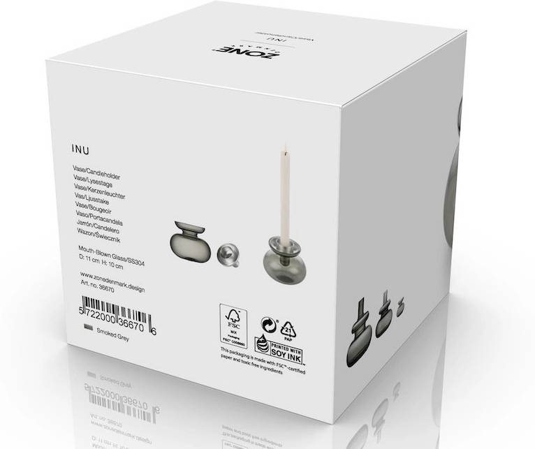 Zone Denmark Skleněná váza/Svícen Inu Smoked Grey/Steel 