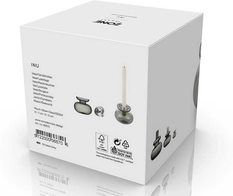 Zone Denmark Skleněná váza/Svícen Inu Smoked Grey/Steel 