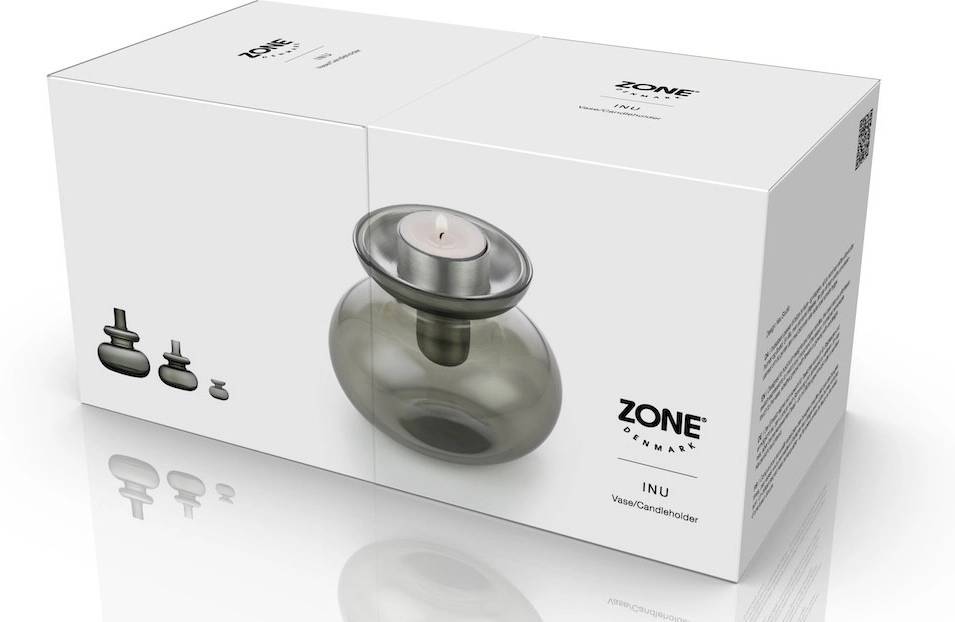 Zone Denmark Skleněná váza/Svícen Inu Smoked Grey/Steel 