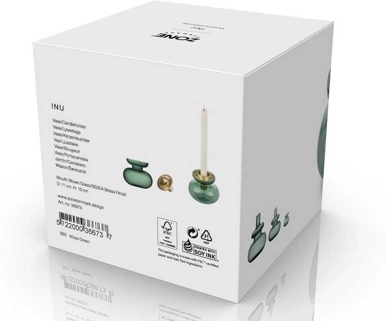 Zone Denmark Skleněná váza/Svícen Inu Moss Green/Brass