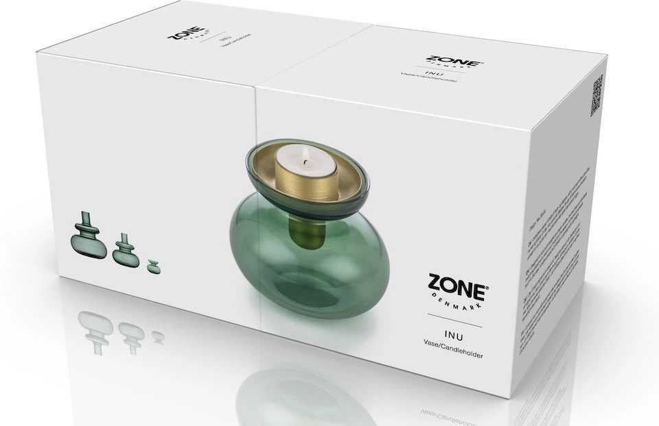 Zone Denmark Skleněná váza/Svícen Inu Moss Green/Brass