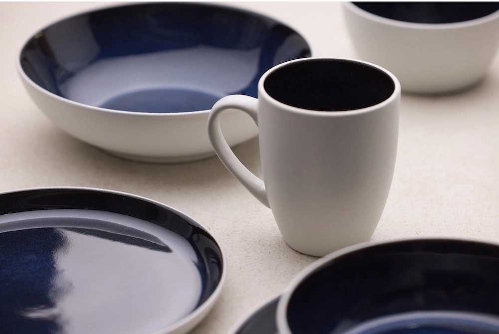 Bitz Kameninový dezertní talíř 21 cm White/Dark Blue 