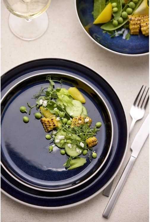 Bitz Kameninový dezertní talíř 21 cm White/Dark Blue 