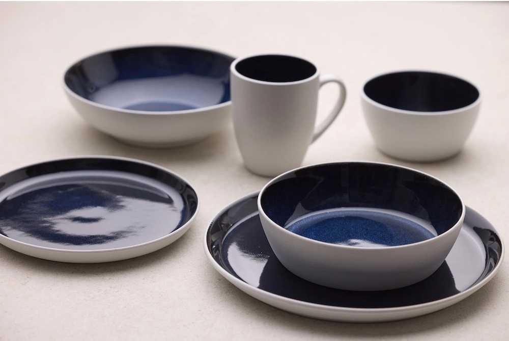 Bitz Kameninový dezertní talíř 21 cm White/Dark Blue 