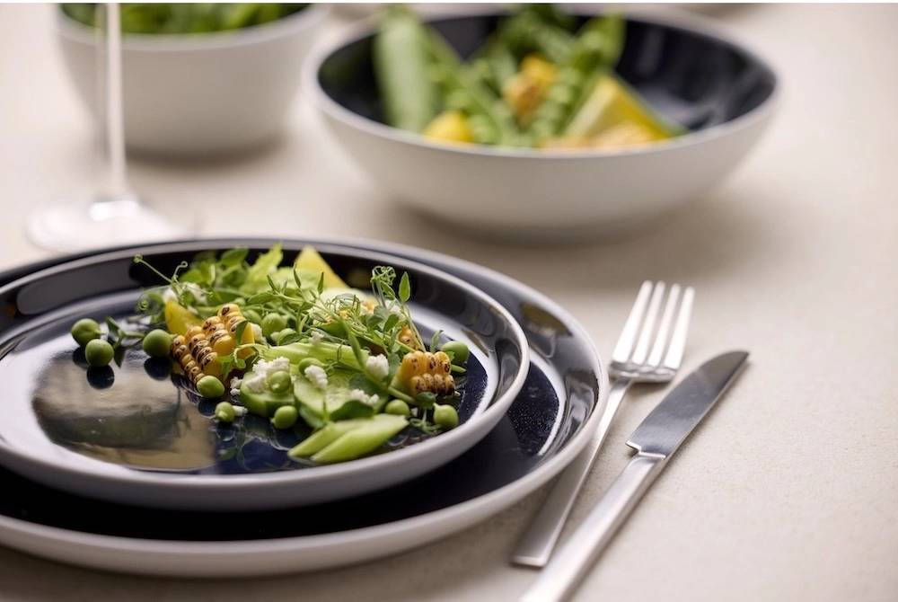 Bitz Kameninový dezertní talíř 21 cm White/Dark Blue 